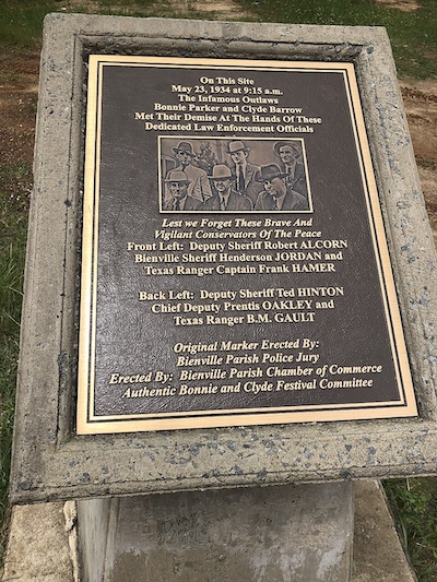 Monument at the site of Bonnie & Clyde's Shootout